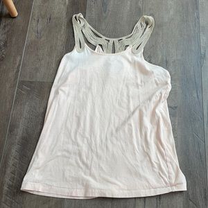 Loft blush tank top with woven strap detail